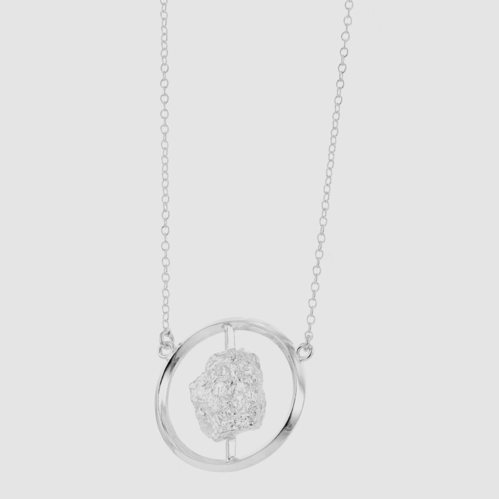 Erosion Circle necklace silver from. Hasla Jewelry. Norwegian design.