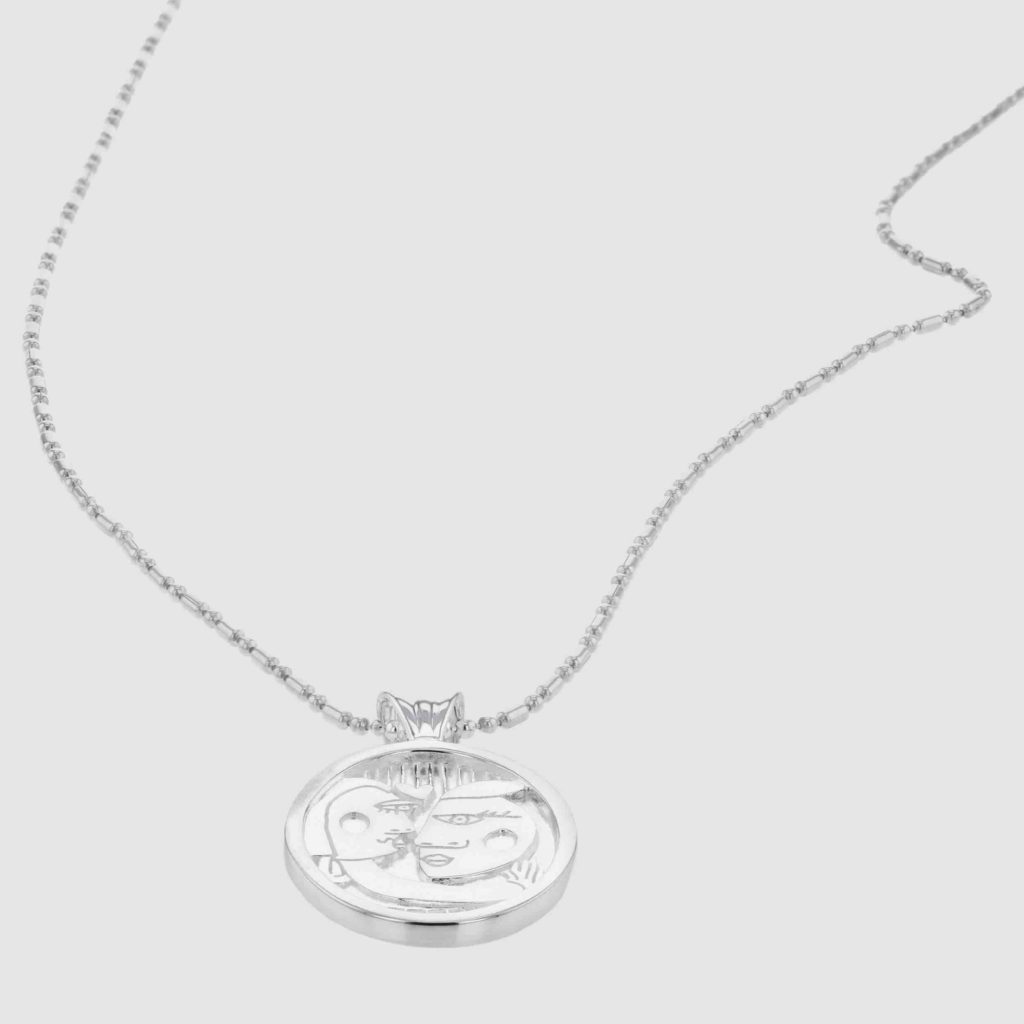 Lovers necklace silver from the Faces collection from Hasla. Norwegian Jewelry design.
