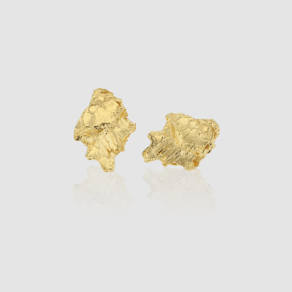 Hematite gold earstuds from Hasla jewelry. Norwegian design.