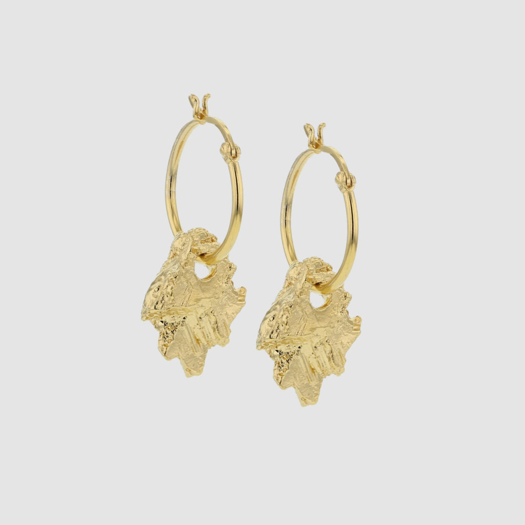 Hematite gold earrings from Rocks. Hasla, Norwegian jewelry design.