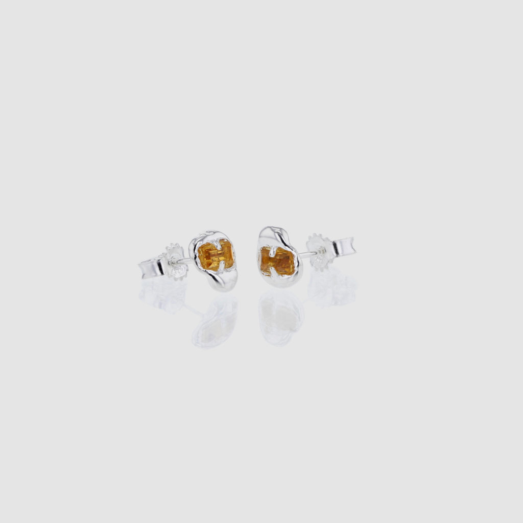 Connected earrings orange from Fusion. Hasla Norwegian jewelry design.