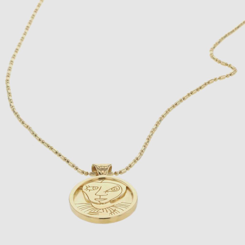 Equal necklace gold from the Faces collection from Hasla. Norwegian Jewelry design.