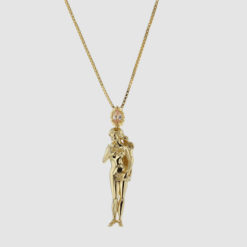 Venus necklace in gold plated silver with champagne stone. Hasla, Norwegian jewelry design.