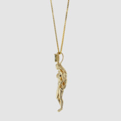 Venus necklace in gold plated silver with peridot stone. Hasla, Norwegian jewelry design.
