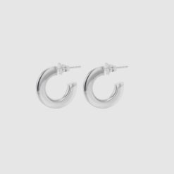Persona earhoops silver from the Faces collection. Silver earrings from Hasla Jewelry. Norwegian jewelry design.