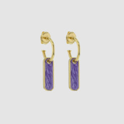 Strokes earrings purple gold with hand painted enamel. Made in recycled silver.