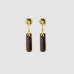 Strokes earrings brown gold with hand painted enamel. Made in recycled silver.