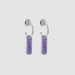 Strokes earrings purple silver with hand painted enamel. Made in recycled silver.