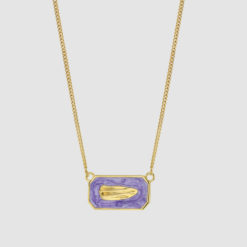 Brush gold necklace purple from Hasla Jewelry. Made in recycled silver and enamel.