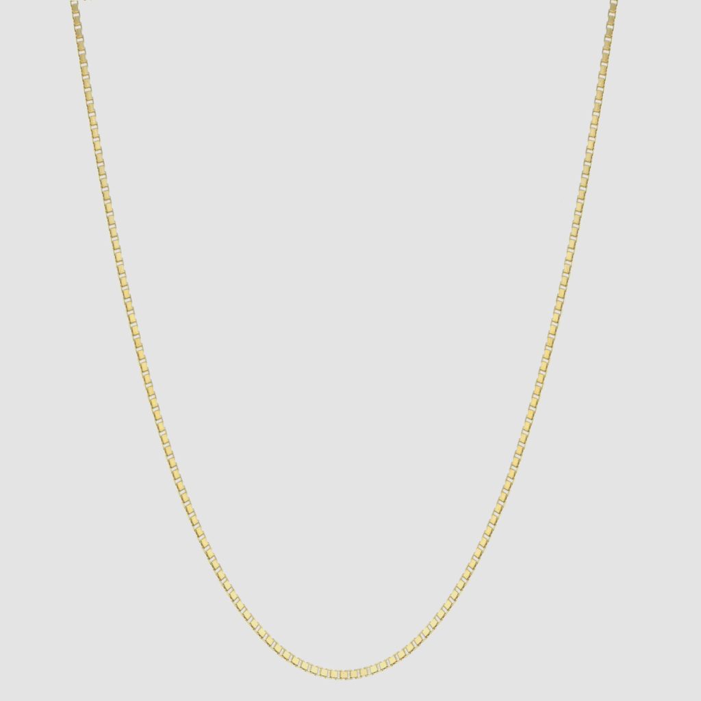 Square chain gold in 60 cm cm from the Faces collection. Hasla Jewelry, Norwegian design.
