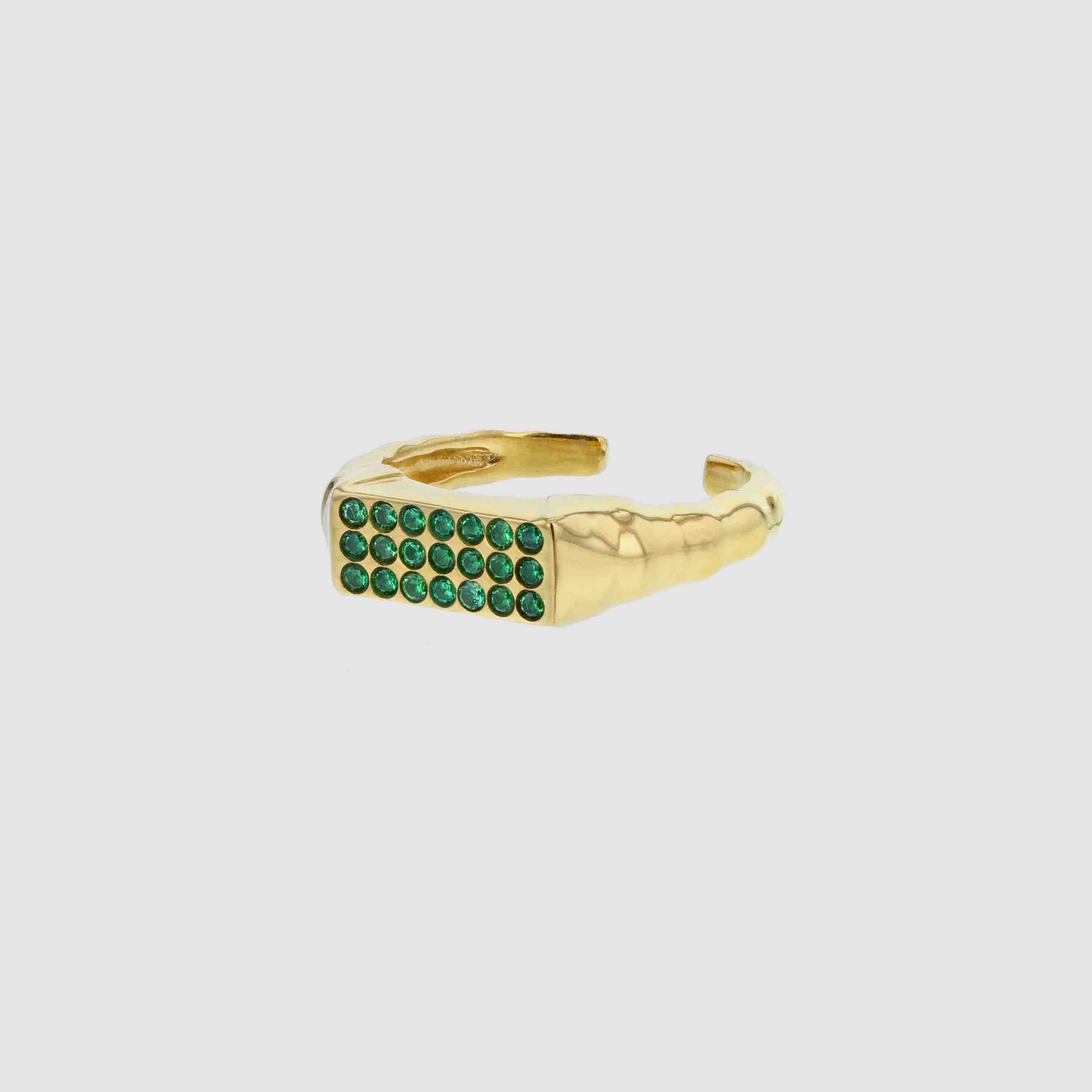 Bedazzeled ring green made in gold plated recycled silver from Hasla Jewelry Ring fra Hasla norsk design