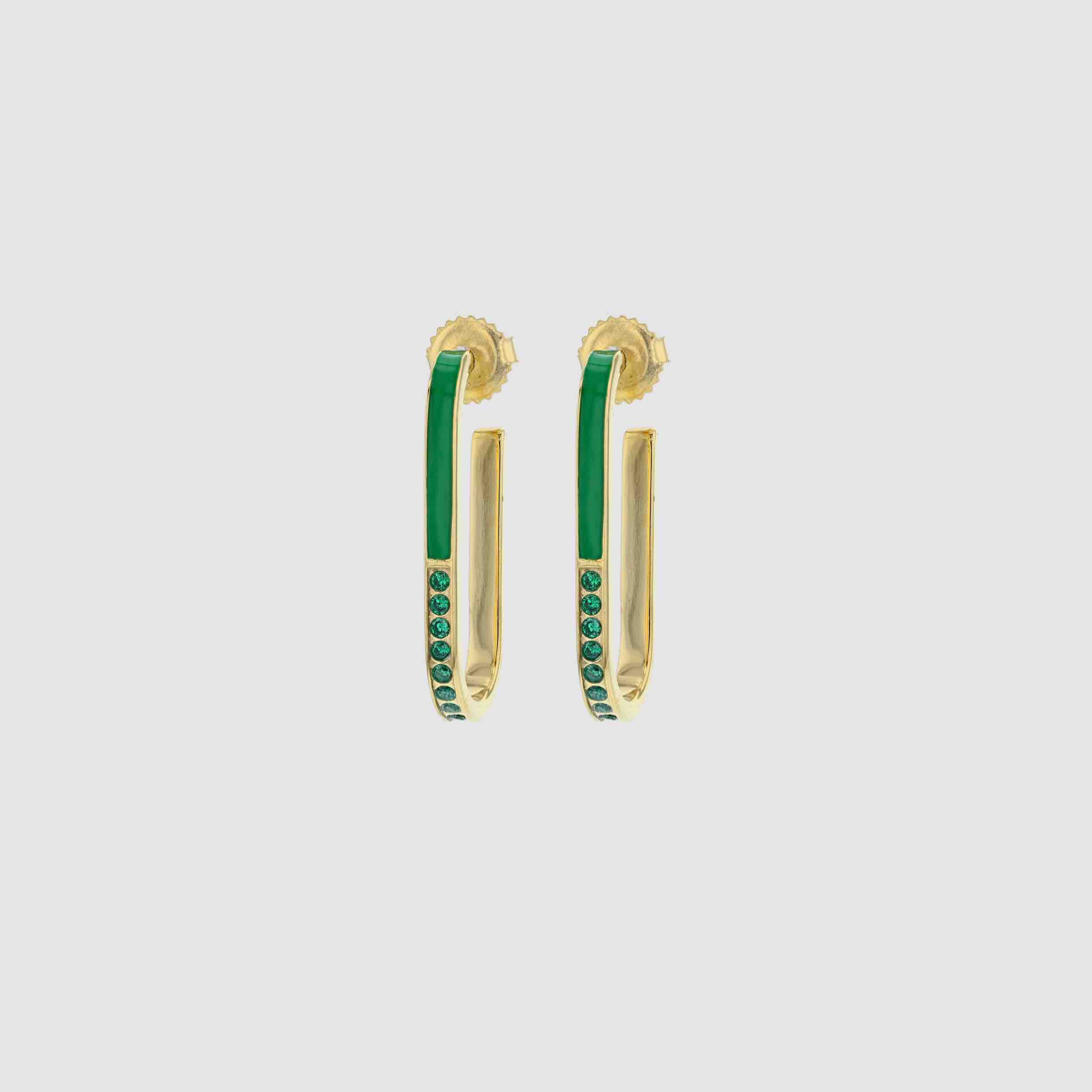 Flash earrings green from Ray collection. Made in recycled silver. Norsk design laget i sølv.